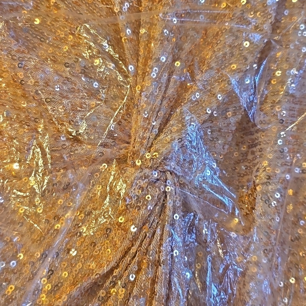 NWT! Ieena for Mac Duggal, Sequined High Low Front Twist Midi Dress, Rose Gold - Picture 7 of 10